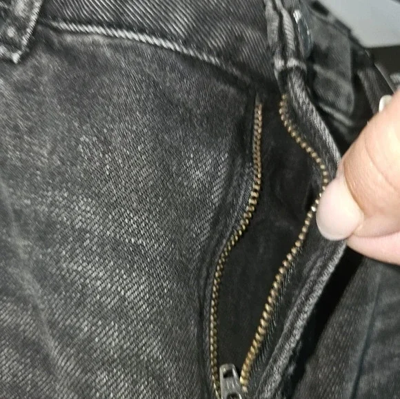 High Waisted Black Ripped Straight Ankle Jeans - Picture 6 of 9